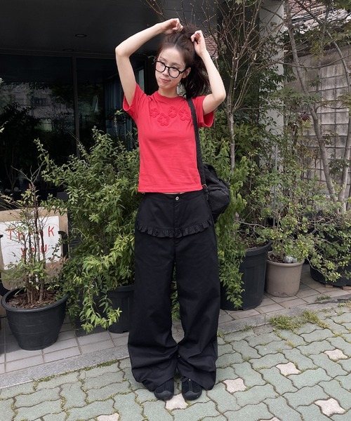 パンツ Yuuun UNE MANSION（ユヌマンション） パンツ コットン100％フロントフリル