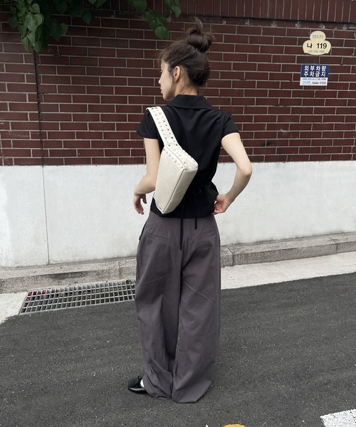 UNE MANSION（ユヌマンション） パンツ コットン100％フロントフリル