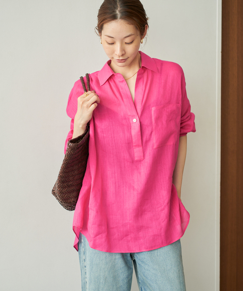Plage RAMIE LYOCELL WIDE シャツ ピンク plage（プラージュ）の「《追加》RAMIE LYOCELL WIDE シャツ