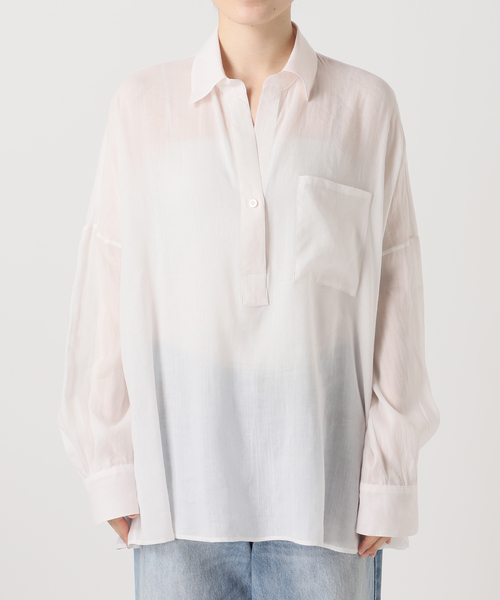 Plage RAMIE LYOCELL CROPPED シャツ ホワイト プラージュ Plage 《予約》RAMIE LYOCELL CROPPED シャツ