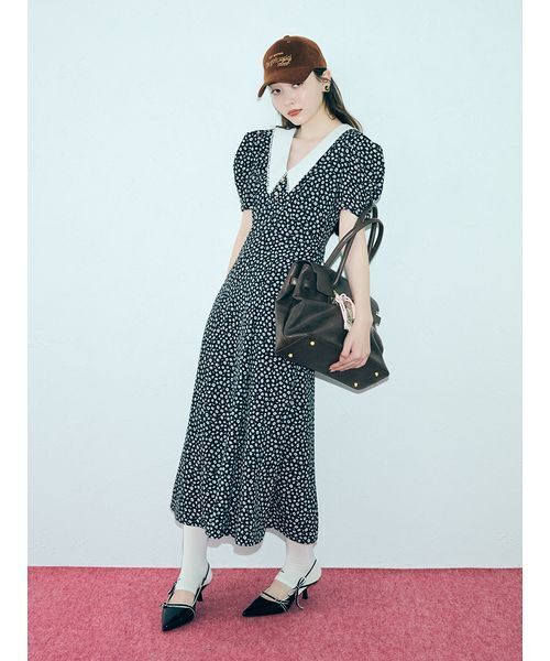 LILY BROWN 黒 スリングバックリボンパンプス　美品 リボンスリングバックパンプス｜リリーブラウンの通販｜&mall
