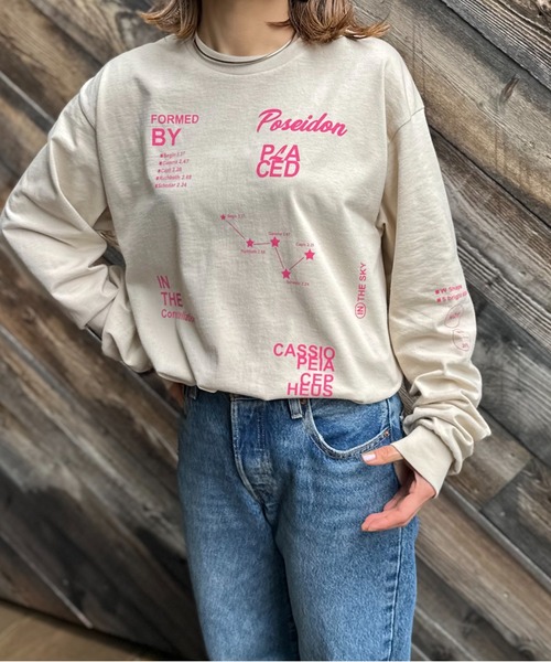 「mi via loca」 「GILDAN」長袖カットソー MEDIUM ピンク レディース