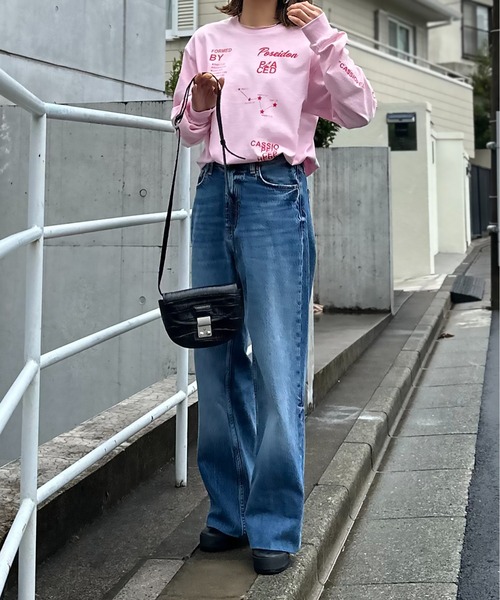 「mi via loca」 「GILDAN」長袖カットソー MEDIUM ピンク レディース