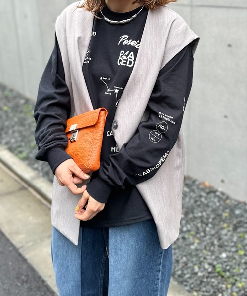 「mi via loca」 「GILDAN」長袖カットソー MEDIUM ピンク レディース
