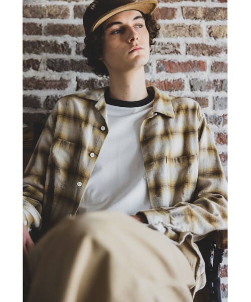 BEAMS+（ビームスプラス） シャツ オンブレ チェック オープンカラー