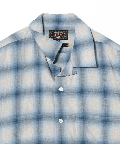 BEAMS+（ビームスプラス） シャツ オンブレ チェック オープンカラー