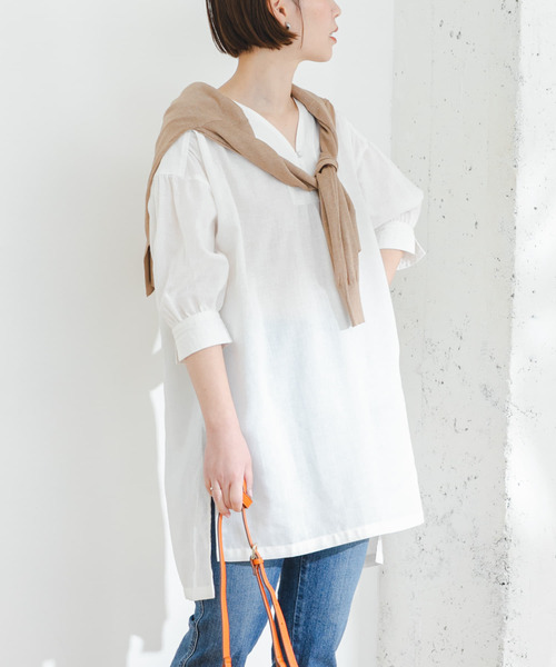 「F by ROSSO」 半袖チュニック FREE ブラック レディース_画像2