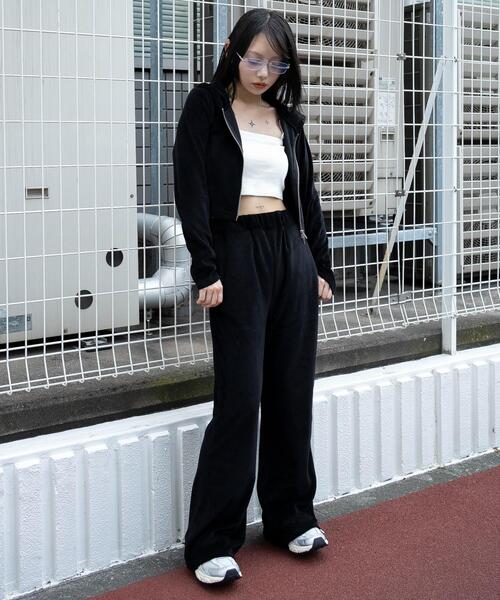 WEGO（ウィゴー） パーカー WEGO/ベロアショートZIPパーカー