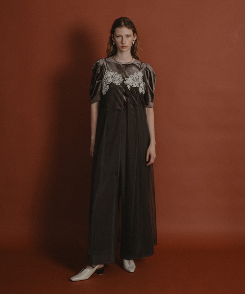 et.UNiVER Layered velor dress ブルー Lサイズ et.UNiVER パンツドレス Layered velor dress : ZOZOTOWN Yahoo!店