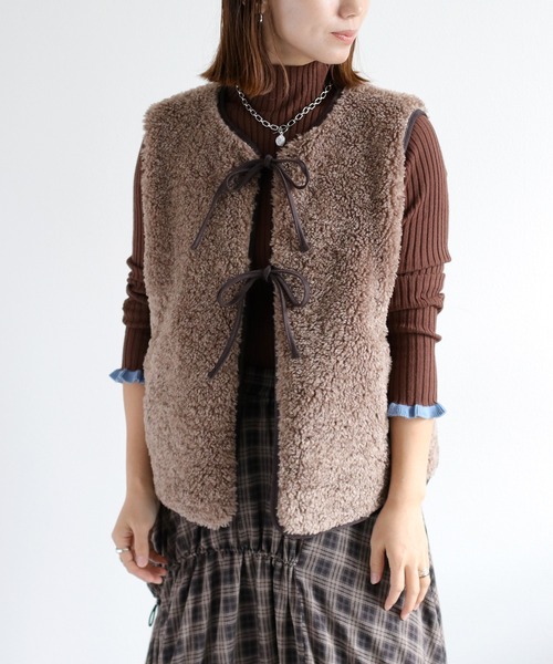 cepo（セポ） ブルゾン アウター ボアパイピングリボンベスト