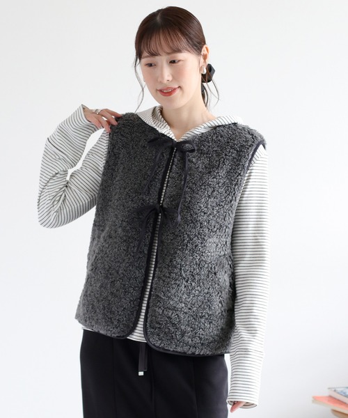 cepo（セポ） ブルゾン アウター ボアパイピングリボンベスト