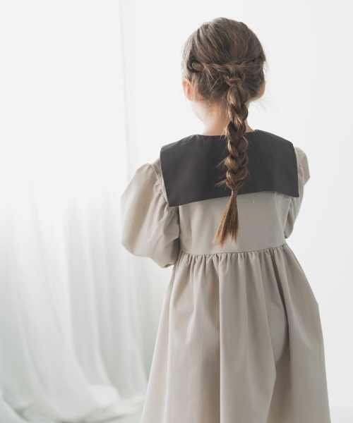 「riziere」 「KIDS」長袖ワンピース 130 グレイッシュベージュ キッズ_画像2