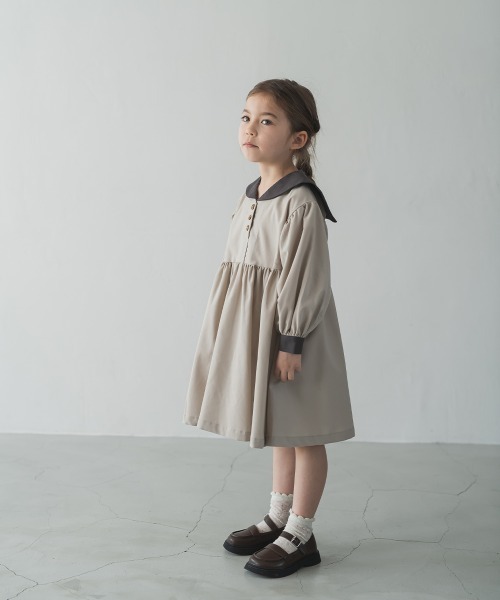 「riziere」 「KIDS」長袖ワンピース 130 グレイッシュベージュ キッズ_画像3
