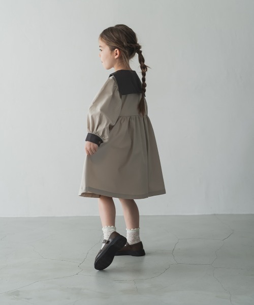 「riziere」 「KIDS」長袖ワンピース 130 グレイッシュベージュ キッズ_画像4
