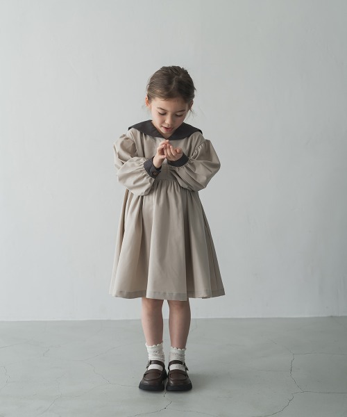 「riziere」 「KIDS」長袖ワンピース 130 グレイッシュベージュ キッズ_画像5