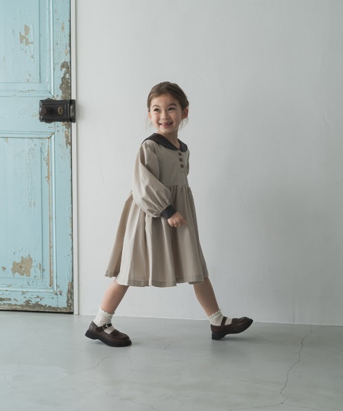 「riziere」 「KIDS」長袖ワンピース 130 グレイッシュベージュ キッズ_画像6