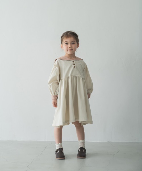 「riziere」 「KIDS」長袖ワンピース 130 グレイッシュベージュ キッズ_画像9