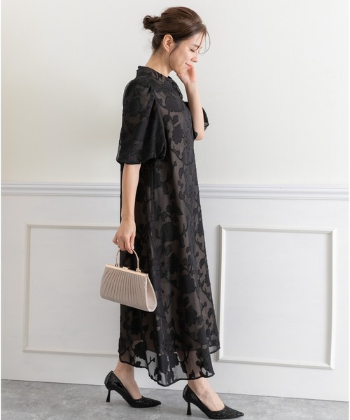 「PREFERIR」 半袖ワンピース LARGE ネイビー レディース_画像5