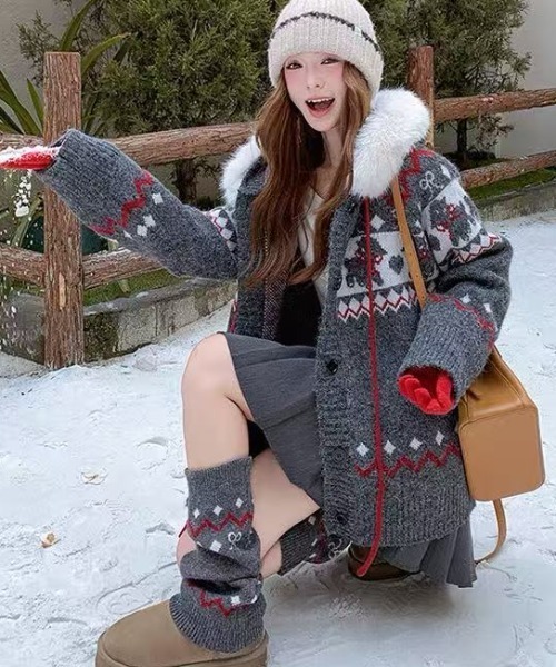 Sibra（シブラ） カーディガン レッグウォーマーセット クリスマス