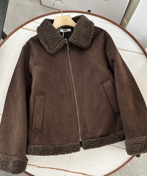 【レア】　rough&swell ブルゾン　アウター　XL 秋冬　オシャレ ブルゾン アウター 秋冬おしゃれボア×スエードジャケット レディース