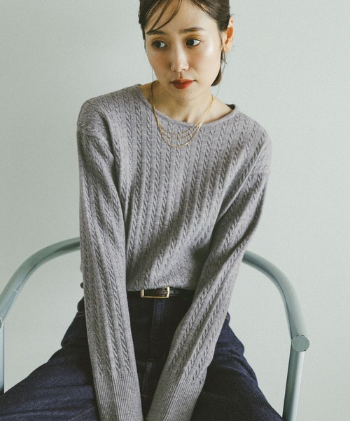 GLOBAL WORK アイボリー ケーブル編みセーター L GLOBAL WORK - グローバルワーク GLOBAL WORK ケーブル編み ニット