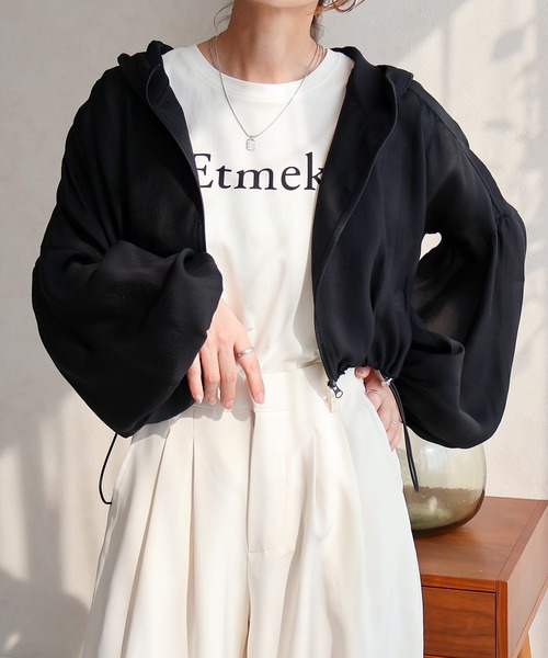 「Social GIRL」 ジップアップパーカー M オフホワイト レディース_画像9