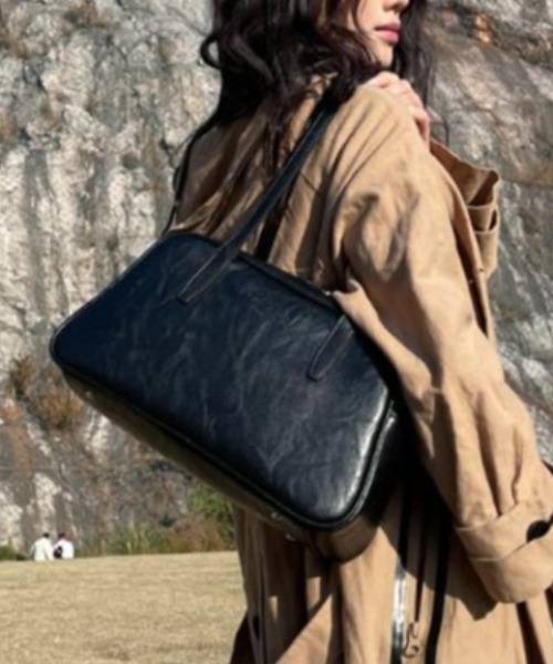 ボストンバッグ ビンテージ調 ロゴ ステッチ ミニボストン レディース