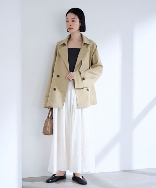 aunely ベージュ ダブルショートトレンチコート Aunely トレンチコート コート レディース : ZOZOTOWN Yahoo!店 - 通販