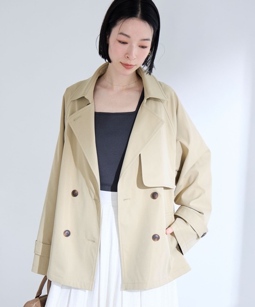 aunely ベージュ ダブルショートトレンチコート Aunely トレンチコート コート レディース : ZOZOTOWN Yahoo!店 - 通販