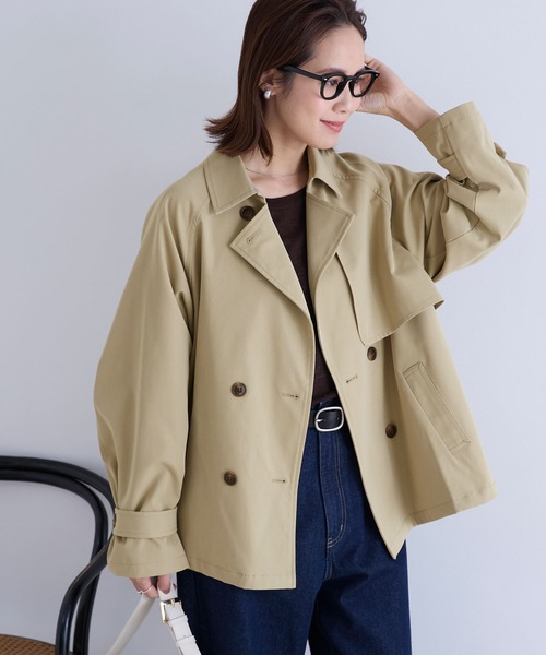 aunely ベージュ ダブルショートトレンチコート Aunely トレンチコート コート レディース : ZOZOTOWN Yahoo!店 - 通販