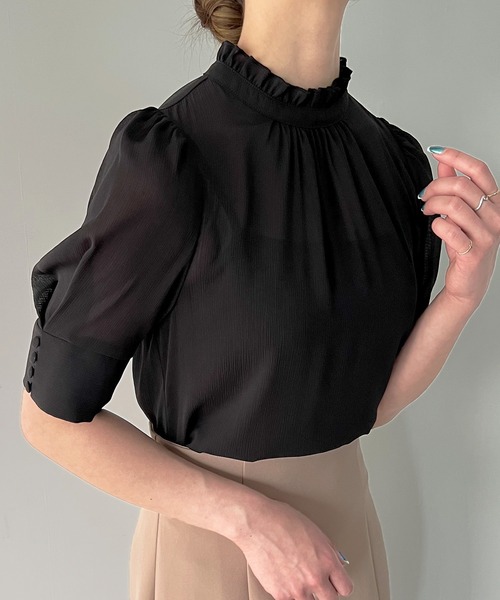 「junoah」 半袖ブラウス X-LARGE グレー レディース_画像6