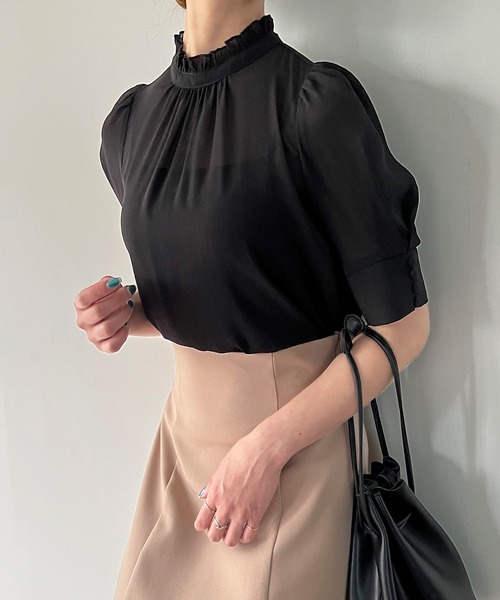 「junoah」 半袖ブラウス X-LARGE グレー レディース_画像7
