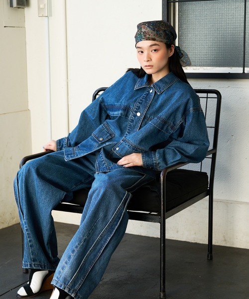NOMINE オーバーサイズ デニム ジャケット カバーオール NOMINE（ノミネ） デニムジャケット gジャン 「セットアップ対応