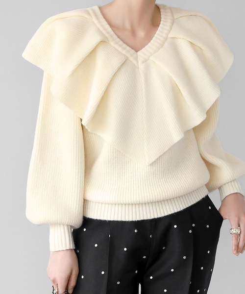 「ELFRANK」 長袖ニット FREE ネイビー レディース_画像8
