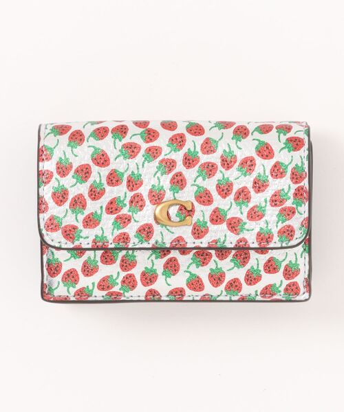 新品未使用‼︎レア‼︎希少　COACHコーチストロベリープリントミニウォレット　苺柄 COACH（コーチ） 財布 エッセンシャル ミニ トライフォールド