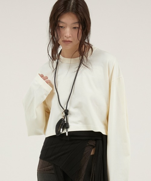 LAPEAUDEGEM ラポドゥジェム sleeve tuck long tee la peau de gem（ラポドゥジェム） tシャツ スリーブタッククロップド