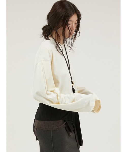 LAPEAUDEGEM ラポドゥジェム sleeve tuck long tee la peau de gem（ラポドゥジェム） tシャツ スリーブタッククロップド