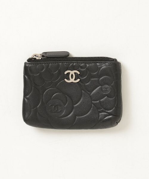CHANEL シャネル ケース カメリア ケース レザー ブラック CHANEL（シャネル） カメリア コインケース - ブラック レディース