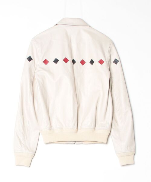 「SAINT LAURENT PARIS」 ダイヤモンド レザージャケット 44 ベージュ メンズ_画像2