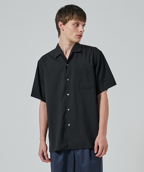 シャツ 「MARKAWARE」オーガニックウール 2/80 トロピカル / イタリアンオープンカラーS/Sシャツ メンズの画像