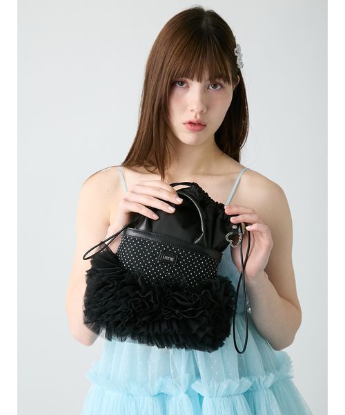 L.g.b. ファーポーチ　fur pouch FURFUR（ファーファー） ポーチ サテン巾着ポーチバッグ レディース