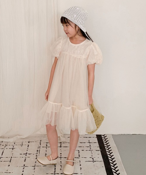 「aimoha」 「KIDS」半袖ワンピース 140 グレー キッズ_画像6