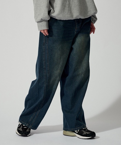「WETTEMPT」 デニムパンツ LARGE インディゴブルー メンズ_画像4