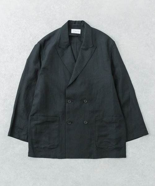 コート ジャケット new basic　SILK LINEN DOUBLE SHIRTS JACKET メンズの画像