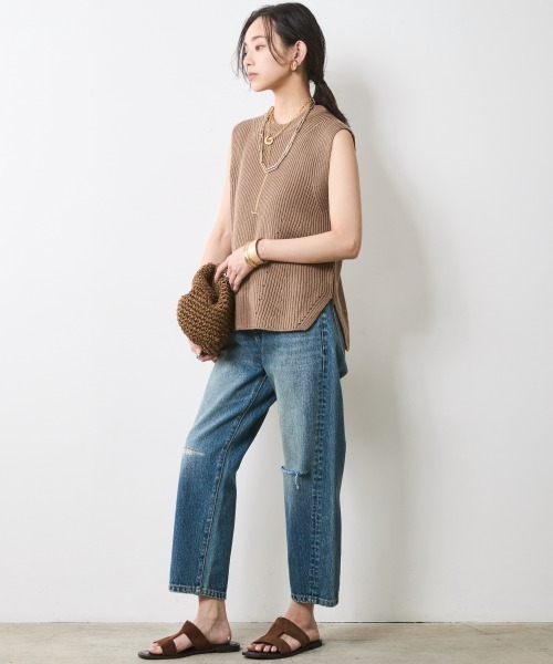「CHIC STYLE」 ベスト 4L モカ レディース_画像2