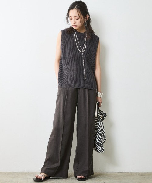 「CHIC STYLE」 ベスト 4L モカ レディース_画像5