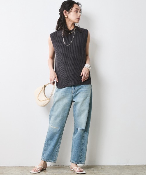 「CHIC STYLE」 ベスト 4L モカ レディース_画像7