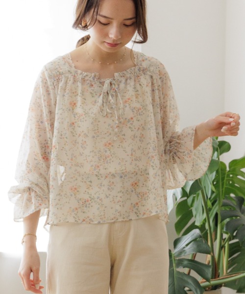 「flower」 長袖ブラウス FREE イエロー レディース_画像3