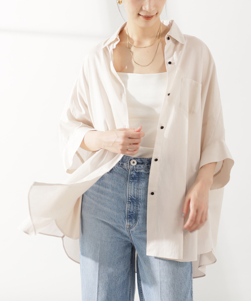 「VERMEIL par iena」 7分袖シャツ - ブルー レディース_画像2