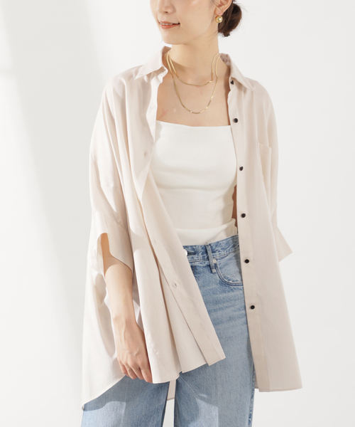 「VERMEIL par iena」 7分袖シャツ - ブルー レディース_画像4